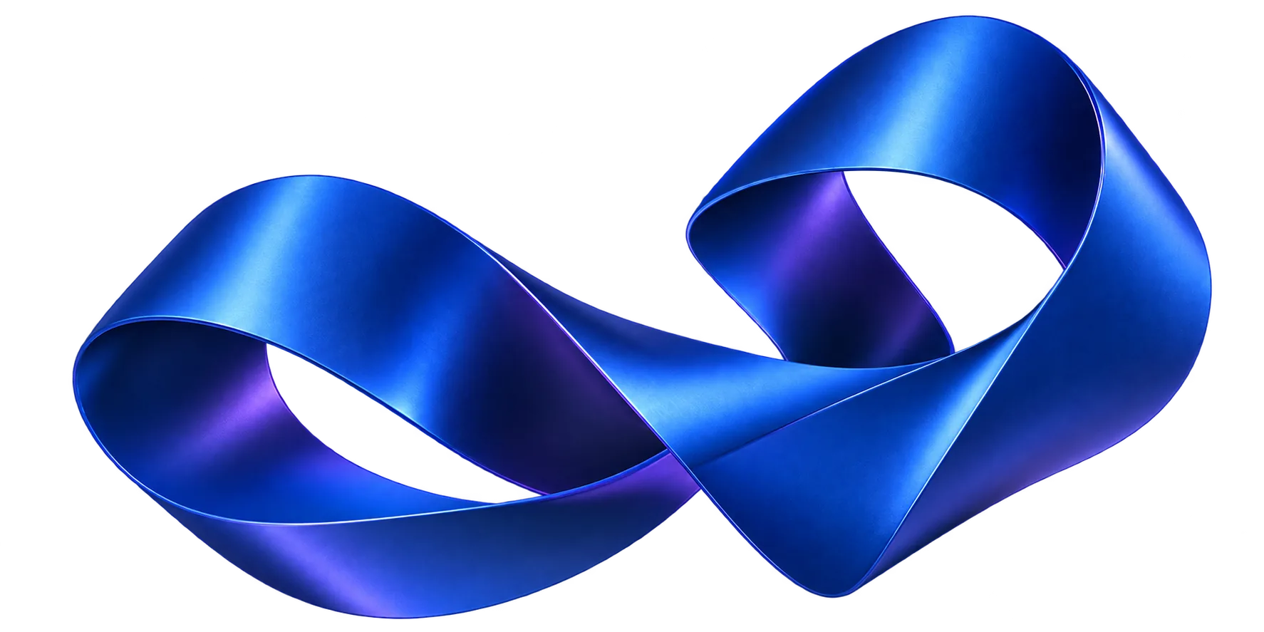 A continuous, flowing sculptural ribbon in deep blue